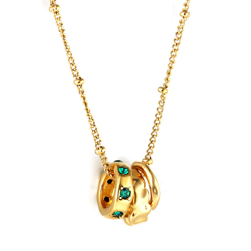Embedded Three Ring Necklace